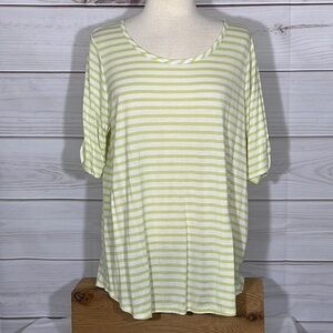 NWT Chico’s Zenergy Lila Striped Tee Top Soft Lime Size XLP/16/Chico’s 3